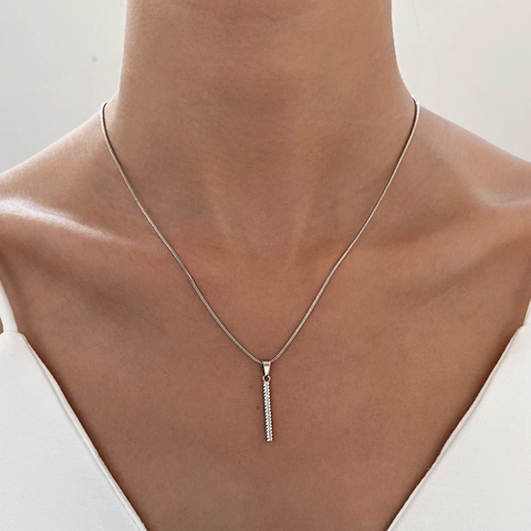 Collana con Ciondolo a Colonna Geometrica in Lega Minimalista Pilastro Lucido a Spirale Catena a Serpente Gioielli Hip Hop Streetwear