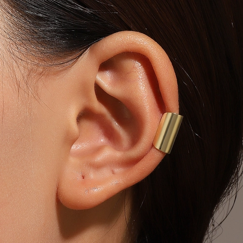 Manchette d'Oreille en Cuivre Minimaliste Forme U Géométrique Boucles d'Oreilles sans Perçage Polies Or Argent Bijoux Mode