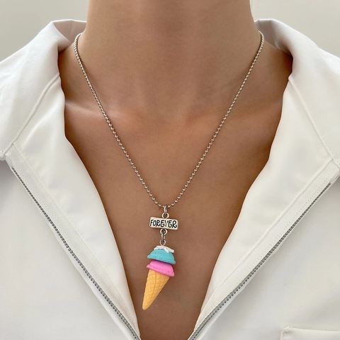 Legierung Polymerton Eistüte Anhänger Halskette Best Friends Forever Kugelkette Schmuck Geschenk Für Kinder Mädchen