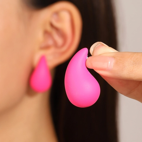 Western Style Chunky Teardrop Stud Earrings For Women Matte Glossy Alloy Water Drop Statement Earrings Jewelry Gift