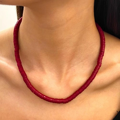 Böhmische Weicher Ton Heishi Perlenkette Für Herren Damen Handgefertigt Geometrische Gespleißte Schlüsselbeinkette Schmuck Mit Legierung Verschluss