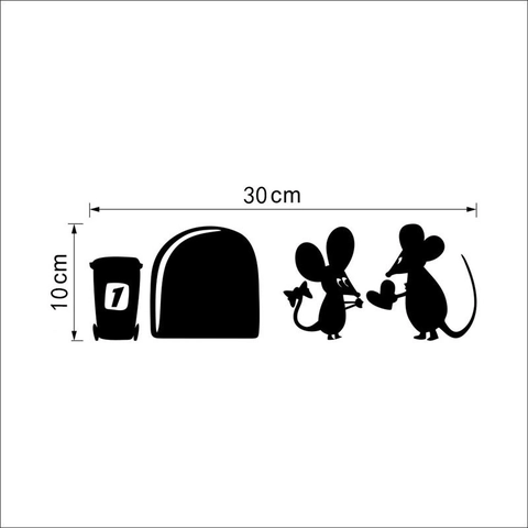 Pegatina de Pared Divertida Agujero de Ratón PVC Calcomanía de Silueta para Zócalo Sala de Estar Dormitorio Esquina Decoración Hogar
