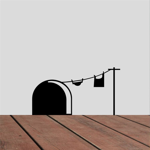 Pegatina de Pared Creativa de PVC Agujero de Ratón con Patrón de Silueta Tendedero Decorativo para Sala de Estar