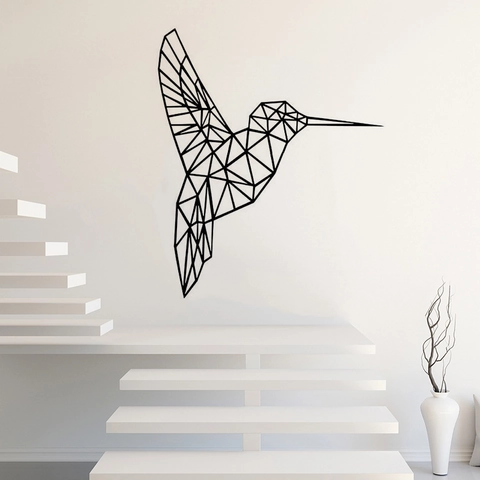 Modern Geometric Hummingbird Wall Sticker Removable PVC Art Decal For Home Living Room Bedroom Decoration Black Bird Graphic