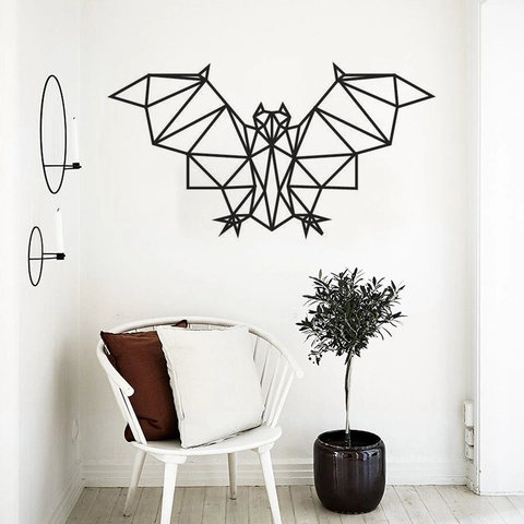 Adesivo da Parete Pipistrello Geometrico Decalcomania PVC Removibile Moderno Minimalista Intagliato Decorazione Casa