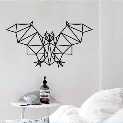 Adesivo da Parete Pipistrello Geometrico Decalcomania PVC Removibile Moderno Minimalista Intagliato Decorazione Casa