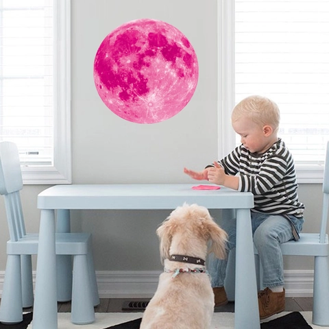 Sticker Mural Lune Lumineux Dans Le Noir Surface Lunaire Réaliste En PVC Décalcomanie Pour Chambre D'enfants Maison