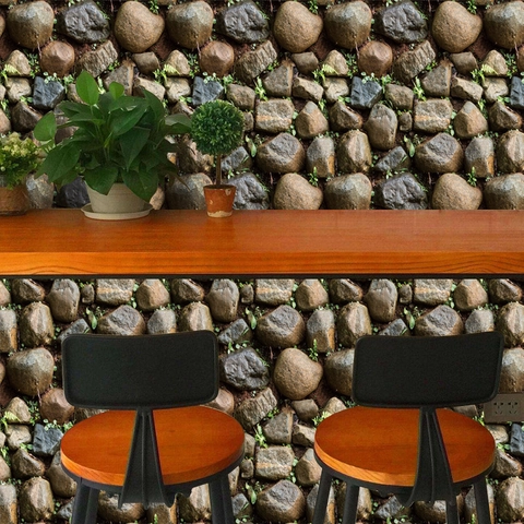 Carta da Parati Autoadesiva con Texture in Pietra 3D in PVC Impermeabile con Motivo Roccia e Muschio per Soggiorno Bar Ristorante Decorazione Casa