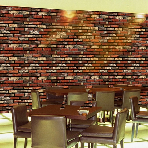 Pegatina de Pared de Ladrillo 3D Retro Papel Pintado de PVC Autoadhesivo para Decoración de Sala de Estar y Dormitorio