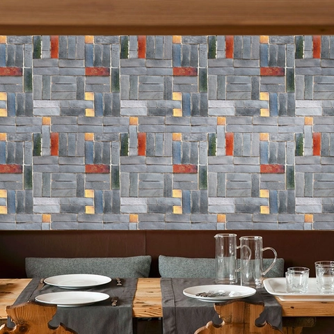 Industrial Retro 3D Brick Wall Sticker Waterproof Self-Adhesive PVC Wallpaper For Living Room Kitchen Background Home Decor
