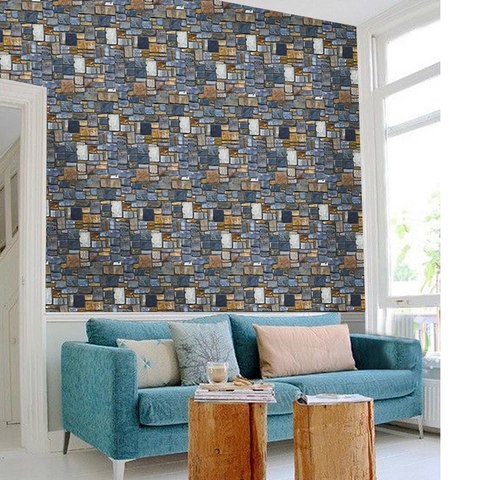 Pegatina de Pared 3D Patrón de Piedra Ladrillo Papel Tapiz Autoadhesivo de PVC para Sala Dormitorio Cocina Decoración Hogar