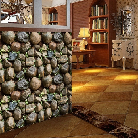 Carta da Parati Autoadesiva con Texture in Pietra 3D in PVC Impermeabile con Motivo Roccia e Muschio per Soggiorno Bar Ristorante Decorazione Casa