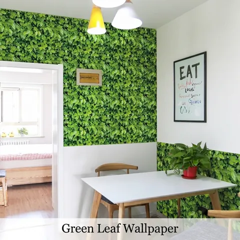 Grüne Blätter PVC Selbstklebend Wandtattoo Modern Botanik Laub Tapete Für Wohnzimmer Schlafzimmer Büro Home Decor