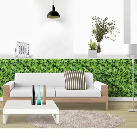 Green Leaf Print PVC Self Adhesive Wall Sticker Waterproof Removable 3D Visual Decorative Wallpaper For Home Living Room Bedroom
