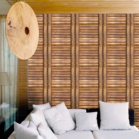 Pegatina de Pared Autoadhesiva 3D Grano de Madera PVC Papel Tapiz Removible Para Muebles DIY Vintage Decoración Hogar