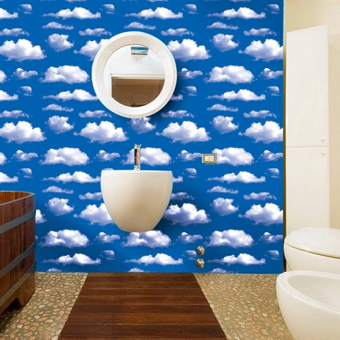 Blauer Himmel Weiße Wolken Muster PVC Wandaufkleber Wasserdicht Selbstklebend Tapete Für Decke Wohnzimmer Home Dekor