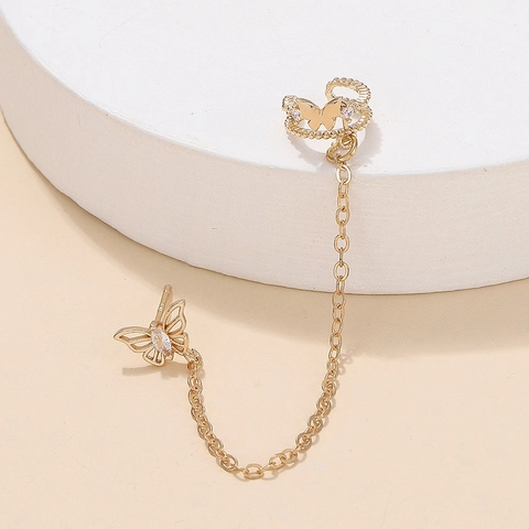 Schmetterling Stern Mond Quaste Ohrklemme Kette Ohrringe Kupfer 925 Sterlingsilber Ohrstecker-Stift Zirkonia Schmuck Damen
