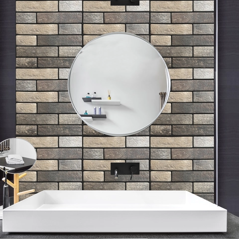 3D Brick Stone Pattern Wall Stickers Self-Adhesive PVC Decorative Tile Decals For Living Room Bathroom Background Wall