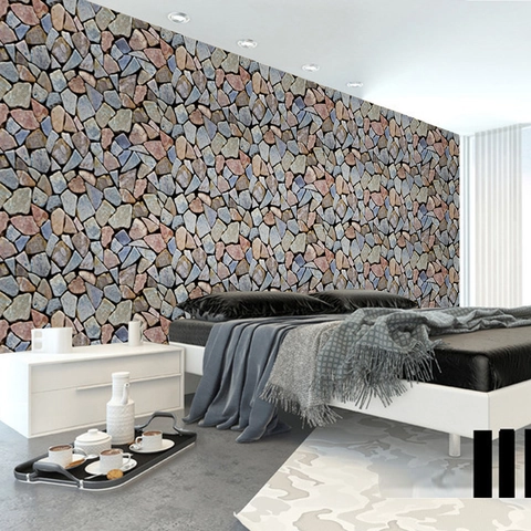3D Steen Textuur Muursticker PVC Zelfklevend Onregelmatig Rots Kiezel Patroon Behang Voor Woonkamer Slaapkamer Keuken Huis Decoratie