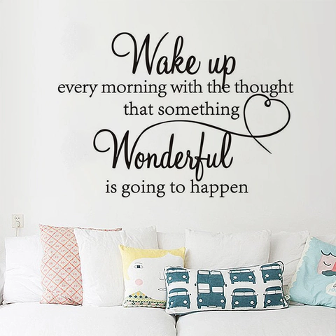 Inspirerende Wake Up Quote Muursticker Modern Minimalistisch Hart Design PVC Sticker Voor Slaapkamer Woonkamer Decoratie