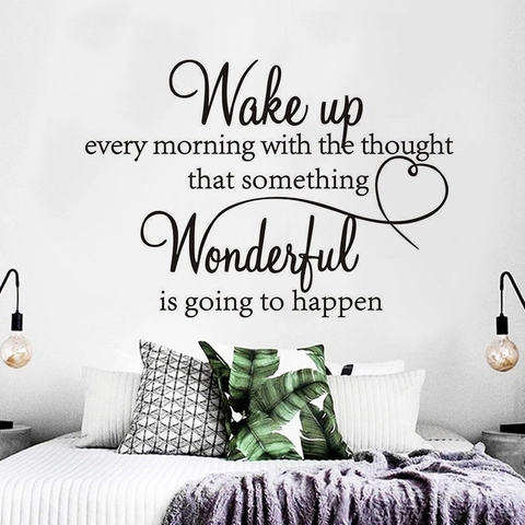 Inspirerende Wake Up Quote Muursticker Modern Minimalistisch Hart Design PVC Sticker Voor Slaapkamer Woonkamer Decoratie