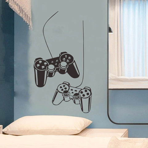 Gamer Wandtattoo Game Controller Vinyl Wandaufkleber Für Jungen Schlafzimmer Spielzimmer Abnehmbar Präzisionsgeschnitzt Deko