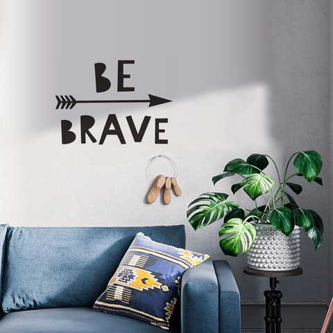 Be Brave Inspirational Wall Sticker Arrow Heart Design PVC Removable Vinyl Wall Decal For Home Living Room Bedroom Decor