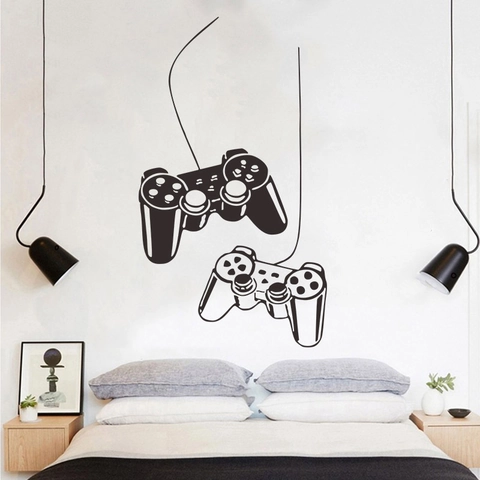 Gamer Wandtattoo Game Controller Vinyl Wandaufkleber Für Jungen Schlafzimmer Spielzimmer Abnehmbar Präzisionsgeschnitzt Deko