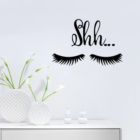 Moderne Shh Wimpern Wandaufkleber Abnehmbare PVC Kunst Aufkleber Für Schlafzimmer Wohnzimmer DIY Ästhetik Wand Deko Sticker
