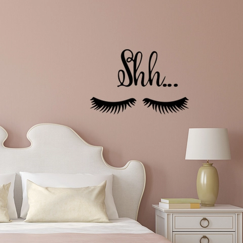 Moderne Shh Wimpern Wandaufkleber Abnehmbare PVC Kunst Aufkleber Für Schlafzimmer Wohnzimmer DIY Ästhetik Wand Deko Sticker