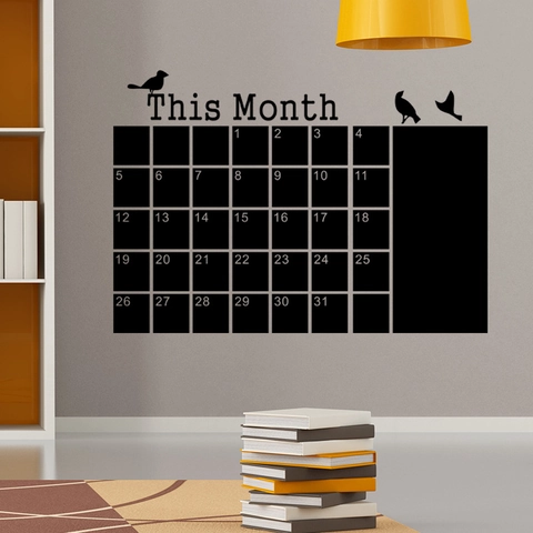 Vogel Monatsplaner Tafel Wandtattoo PVC Monatskalender Gitter Silhouette Für Zuhause Büro Schule Wandaufkleber