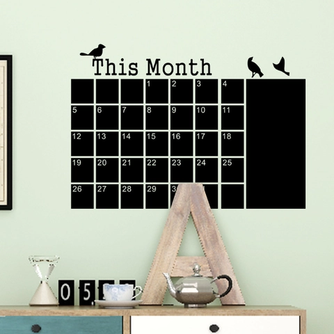 Vogel Monatsplaner Tafel Wandtattoo PVC Monatskalender Gitter Silhouette Für Zuhause Büro Schule Wandaufkleber