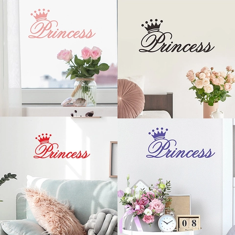 Adesivo da Parete con Lettere Princess e Corona in PVC Impermeabile DIY per Cameretta Bambine e Camera da Letto