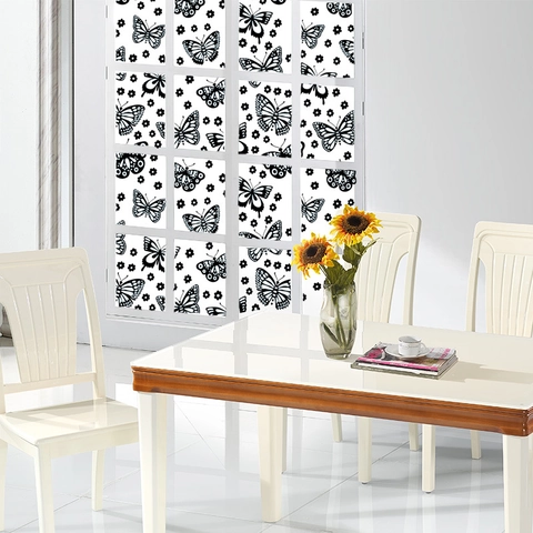 Pellicola Privacy per Finestre Smerigliata con Farfalle e Fiori Autoadesiva Traslucida in PVC Adesivo Decorativo Opaco per Vetri Casa Ufficio