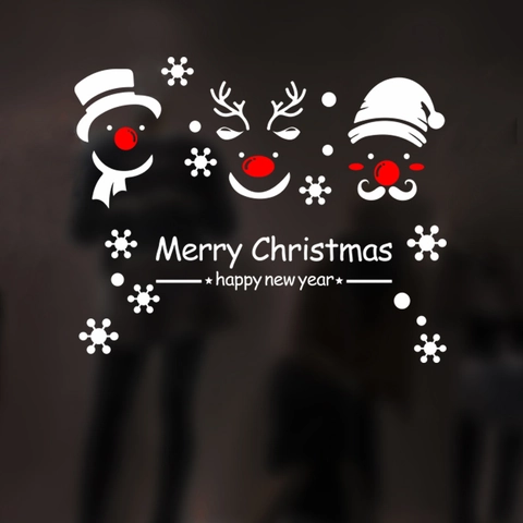 Pegatina de Pared Navidad PVC Papá Noel Muñeco de Nieve Reno Ventana Cristal Decoración Fiesta Hogar Tienda Ornamento