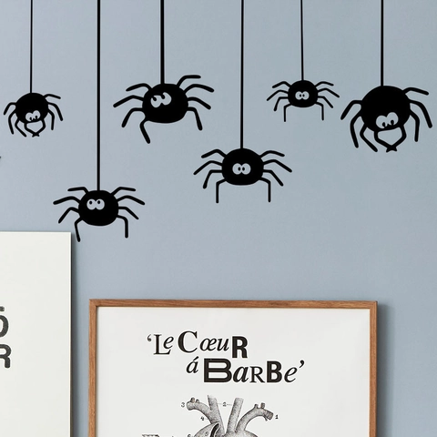 Adesivi Murali in Vinile con Ragni Divertenti di Halloween Decalcomanie in PVC Rimovibili per Vetrine Casa DIY Festa Decorazione
