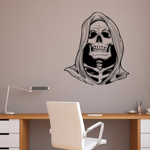 Halloween Skull Grim Reaper Wall Sticker Gothic PVC Black Line Art Decal For Home Living Room Bedroom Shop Window Decoration