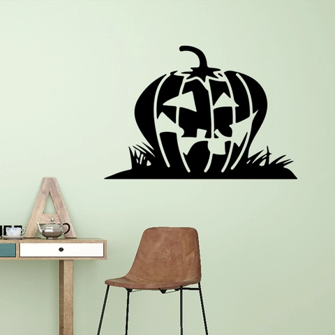 Halloween Schwarz Jack-O-Lantern Kürbis Silhouette Wandsticker PVC Wasserdicht DIY Feiertagsdeko Für Wohnzimmer Party