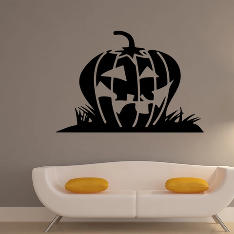 Halloween Schwarz Jack-O-Lantern Kürbis Silhouette Wandsticker PVC Wasserdicht DIY Feiertagsdeko Für Wohnzimmer Party