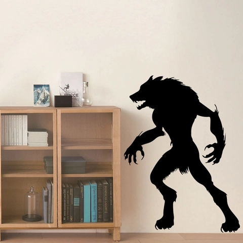 Adesivo da Parete Silhouette Licantropo Halloween Creativo Nero PVC Decalcomania per Soggiorno Home Decor Horror Murale Rimovibile