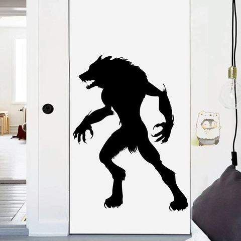 Adesivo da Parete Silhouette Licantropo Halloween Creativo Nero PVC Decalcomania per Soggiorno Home Decor Horror Murale Rimovibile