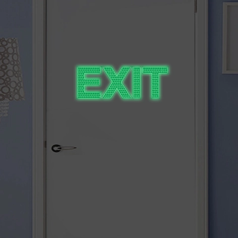 Leuchtende EXIT Schild Wandtattoo Im Dunkeln Leuchtend PVC Sicherheitsanzeige Tür Wand Wabenstruktur Deko