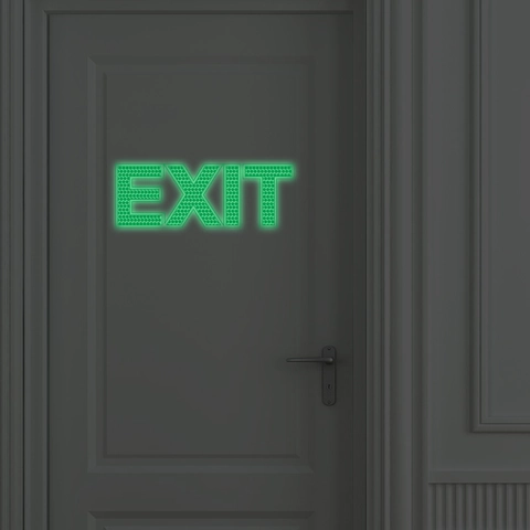 Leuchtende EXIT Schild Wandtattoo Im Dunkeln Leuchtend PVC Sicherheitsanzeige Tür Wand Wabenstruktur Deko