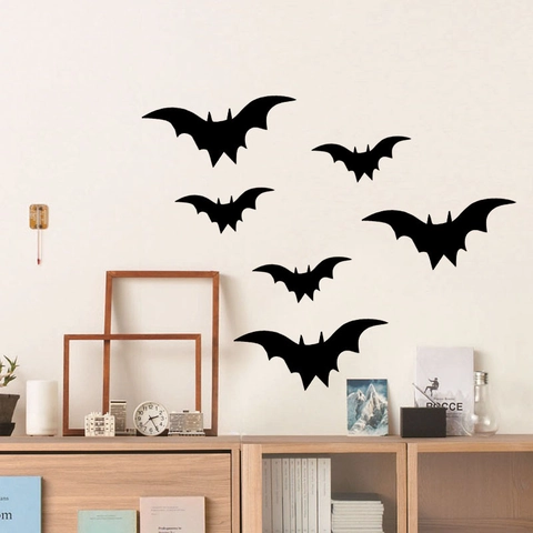 Pegatinas de Pared de Murciélago Negro 3D de Halloween PVC DIY Juego de Calcomanías de Pared Para Sala de Estar Dormitorio Ventana Decoración