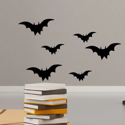 Pegatinas de Pared de Murciélago Negro 3D de Halloween PVC DIY Juego de Calcomanías de Pared Para Sala de Estar Dormitorio Ventana Decoración