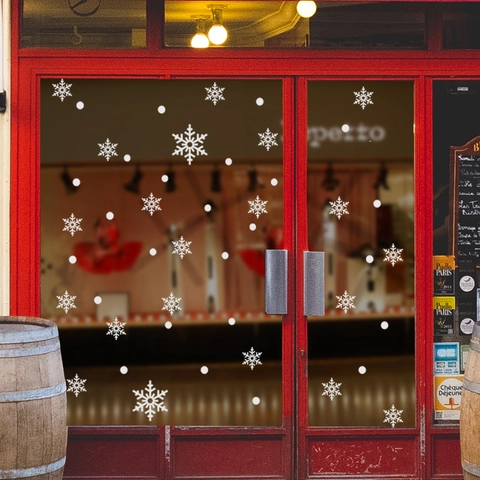 Weiße Weihnachten Schneeflocken Fensteraufkleber Abnehmbare PVC Wandtattoos Für Glastür Vitrine Winterurlaub Home Decor