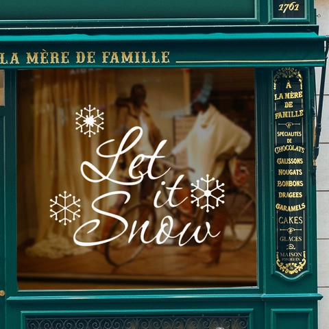 Let It Snow Kerstmis Muursticker Sneeuwvlok PVC Verwijderbare Vensterstickers Voor Feestelijke Etalage Huis Muur Decoratie