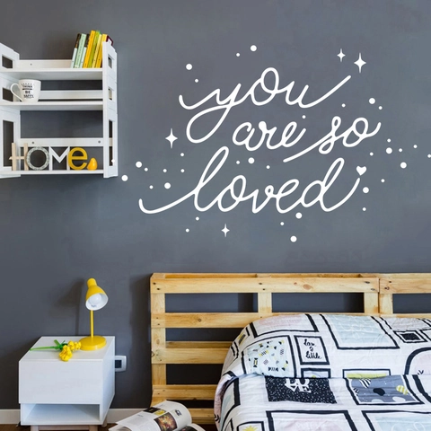 You Are So Loved Quote Wall Sticker PVC Decorative Lettering Decal With Stars Hearts For Bedroom Living Room Home Decor