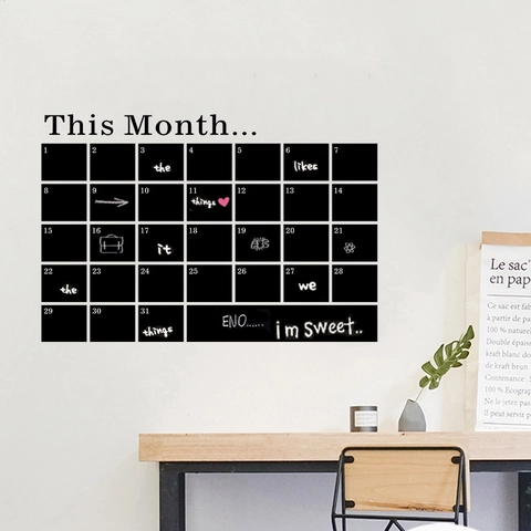Monatskalender Kreidetafel Wandtattoo Abnehmbare PVC Kreidetafel DIY Monatsplaner Für Home Office Dekoration