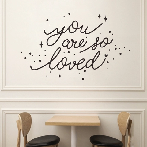 You Are So Loved Quote Wall Sticker PVC Decorative Lettering Decal With Stars Hearts For Bedroom Living Room Home Decor